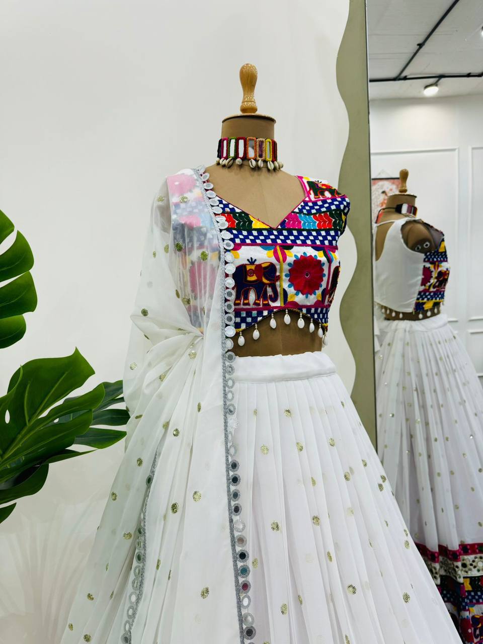 Heavy Chinon With Kachi Work  Navratri Replica Chaniya Choli