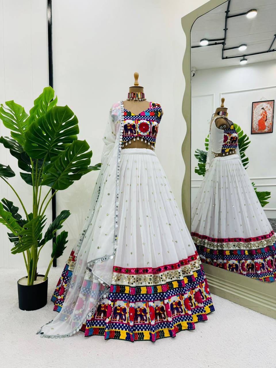 Heavy Chinon With Kachi Work  Navratri Replica Chaniya Choli