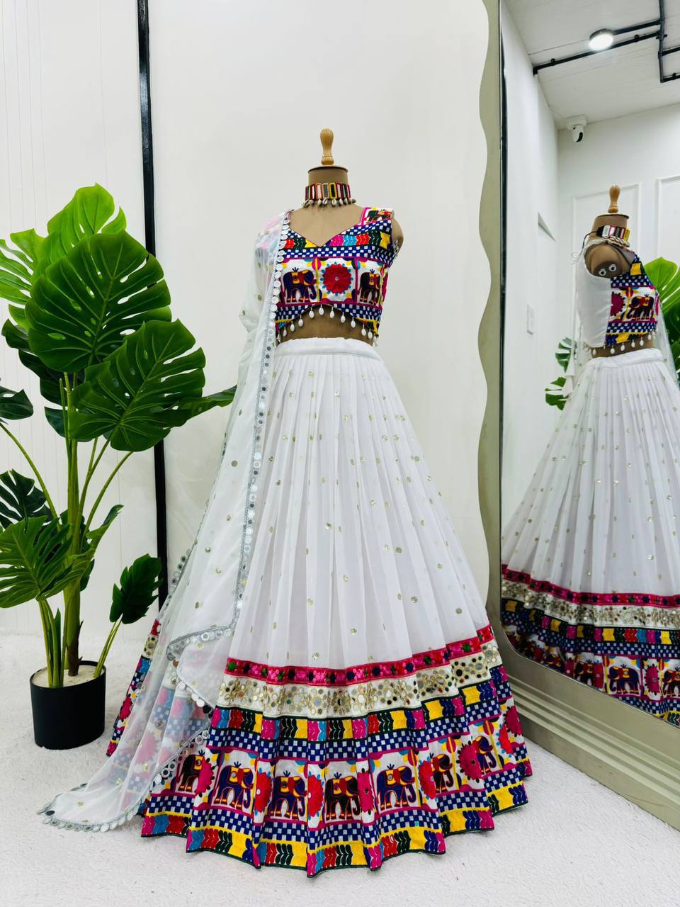 Heavy Chinon With Kachi Work  Navratri Replica Chaniya Choli