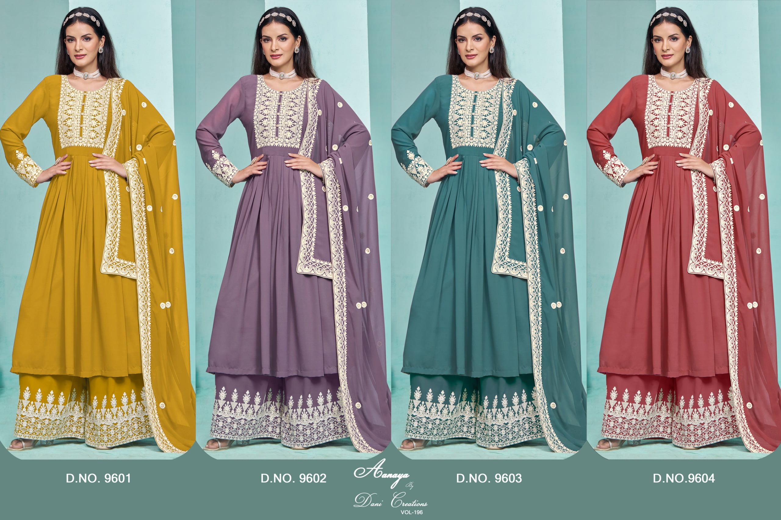 Faux Georgette With White Embroidery Wedding Wear Ethnic Salwar Suit