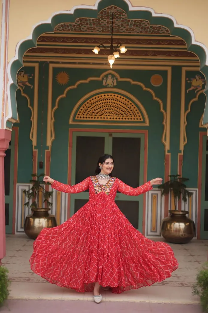 Bandhni Print With Kutchi Patch Work Designer Navratri Wear