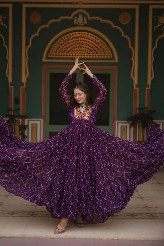 Bandhni Print With Kutchi Patch Work Designer Navratri Wear