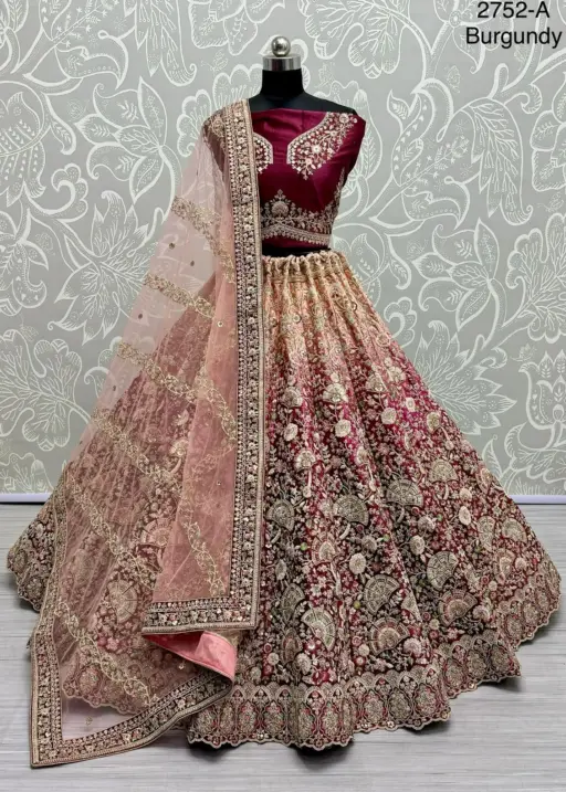 Beautiful Color in Shaded Velvet Designer Lehenga Choli
