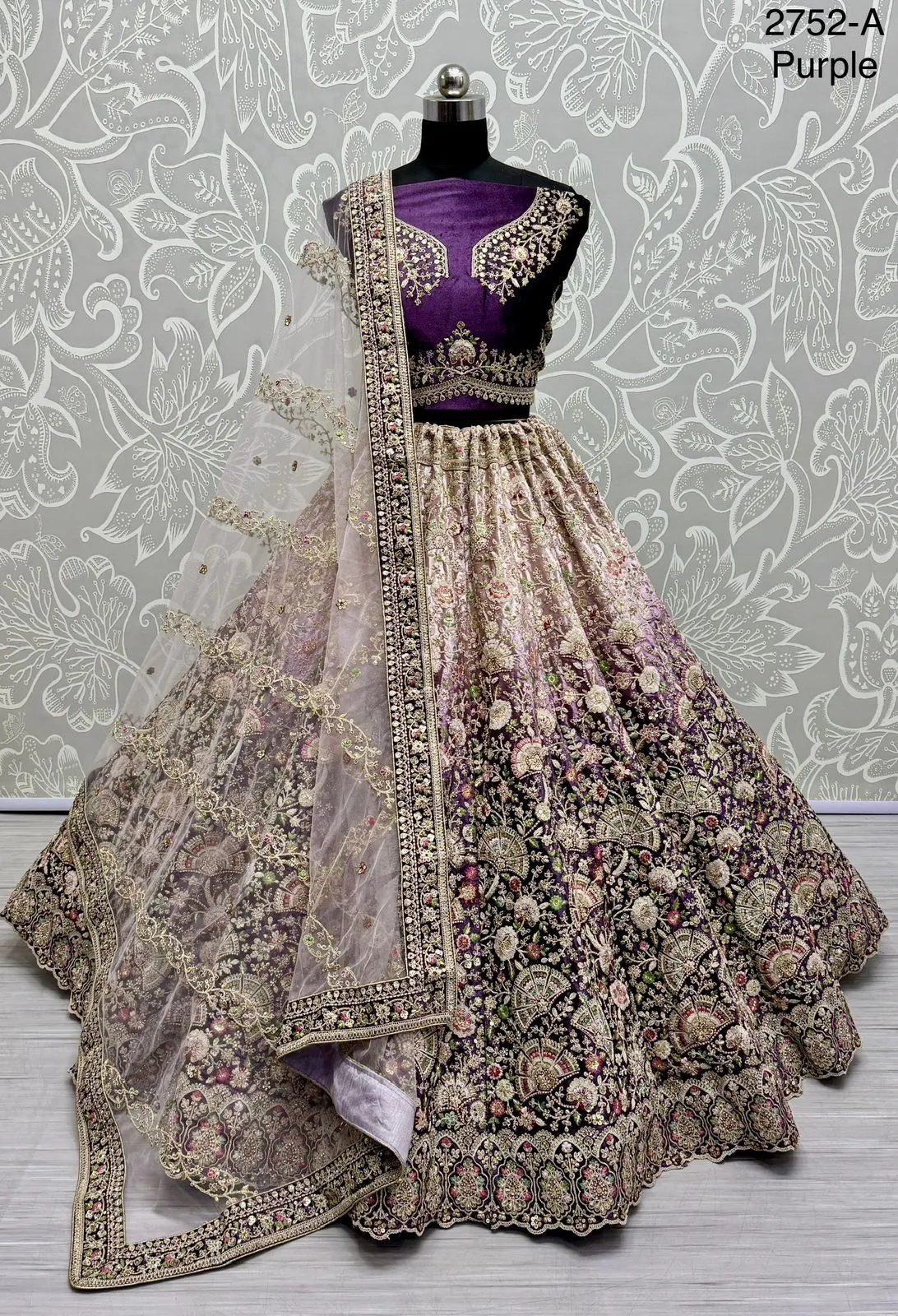 Beautiful Color in Shaded Velvet Designer Lehenga Choli