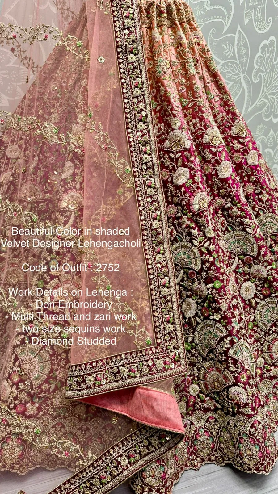 Beautiful Color in Shaded Velvet Designer Lehenga Choli