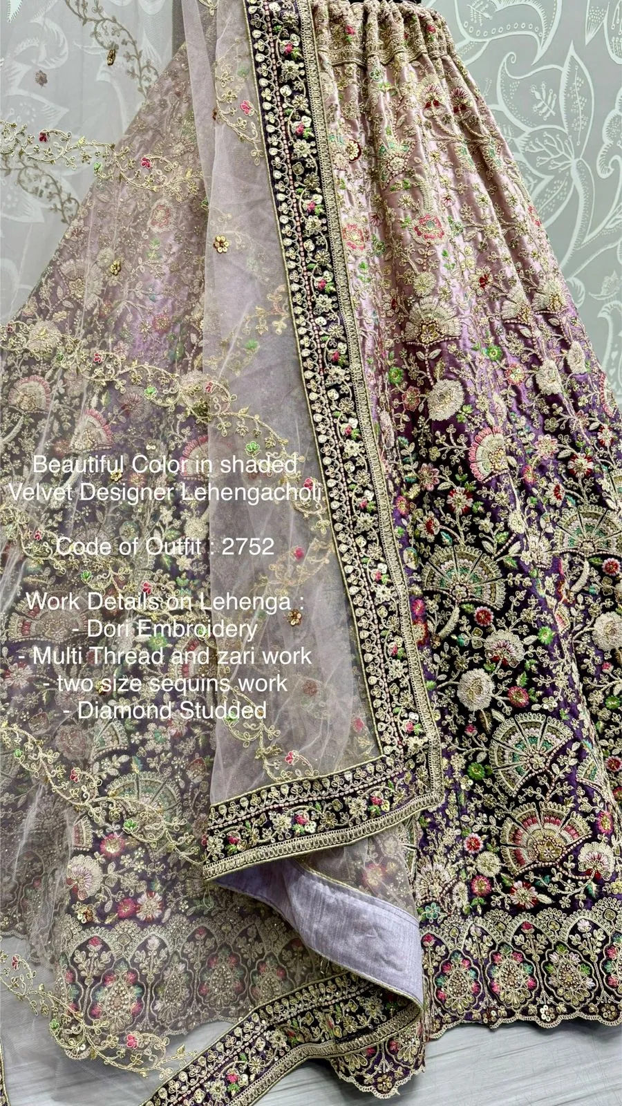 Beautiful Color in Shaded Velvet Designer Lehenga Choli