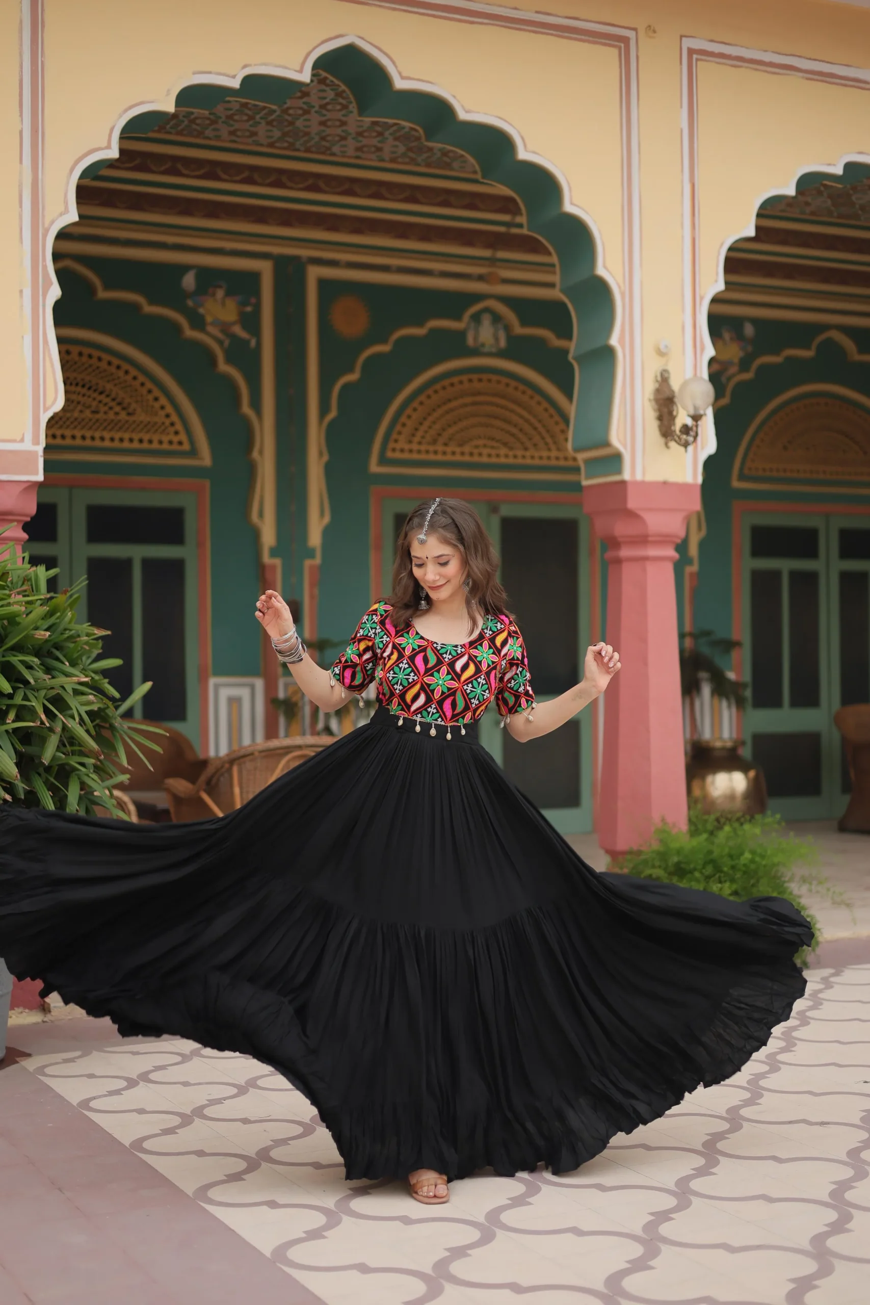 Big Flair Kacchi Work Designer Navratri Wear Gown