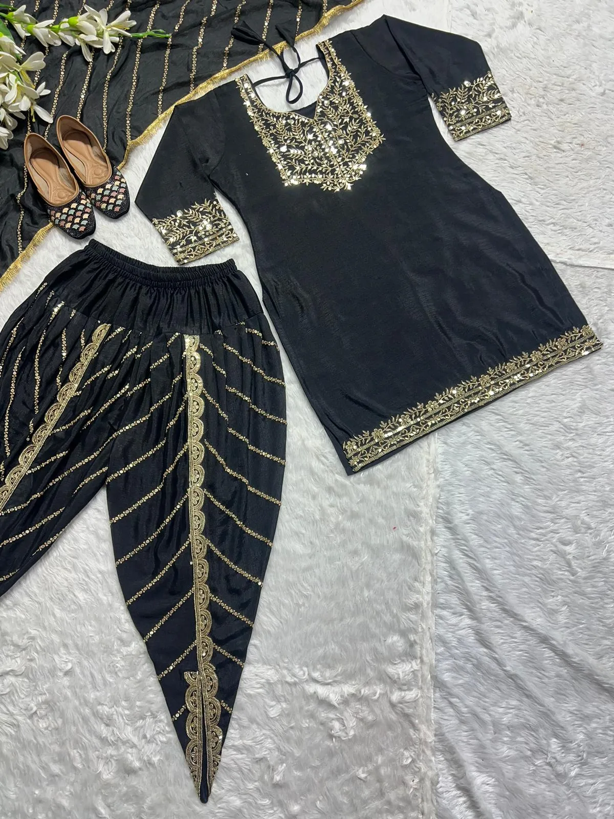 Black Dhoti Suit Replica 437