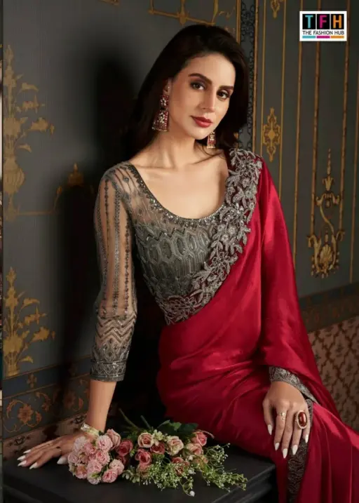 Border Designer Silk Wedding Wear Saree Fancy Work