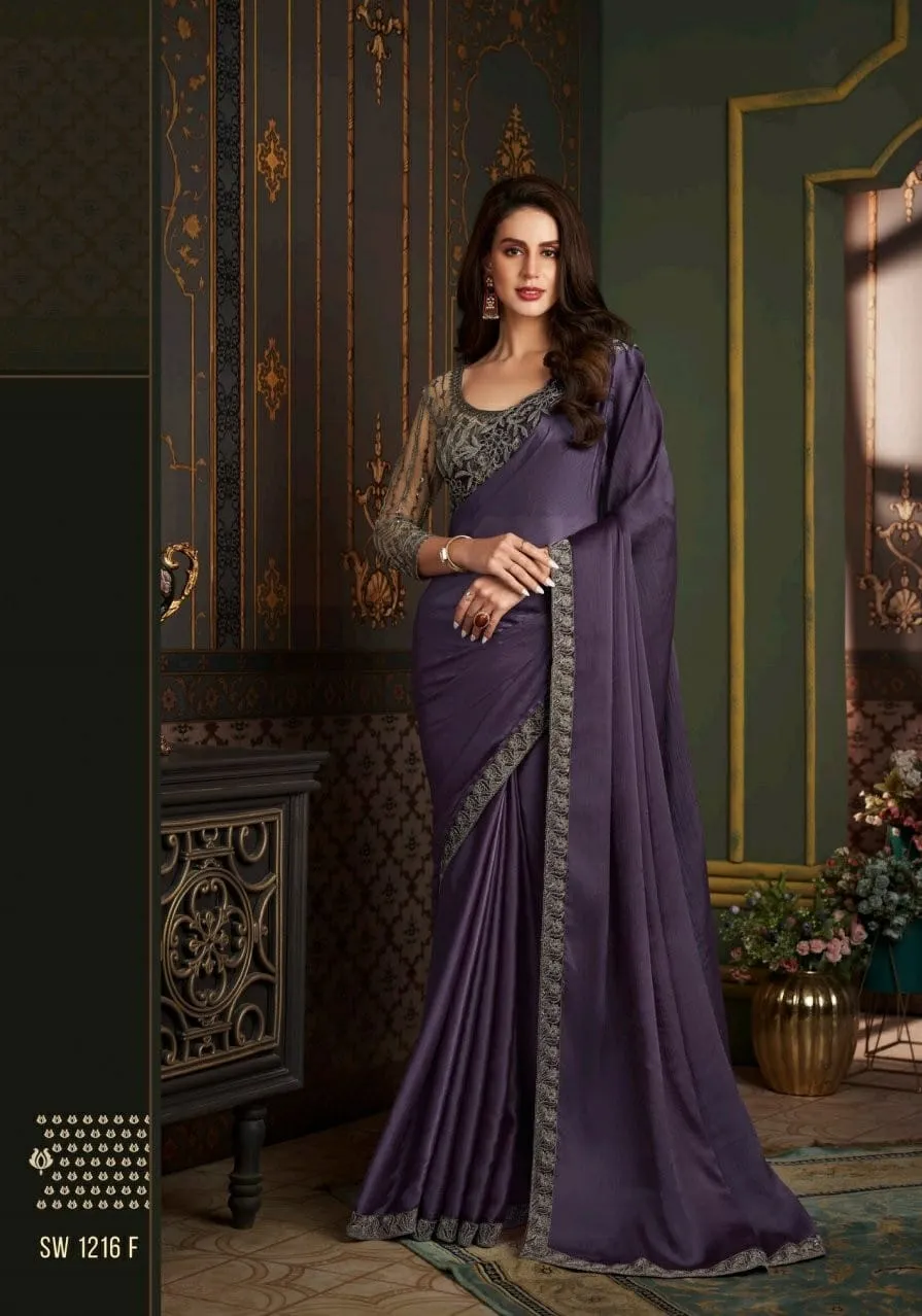 Border Designer Silk Wedding Wear Saree Fancy Work