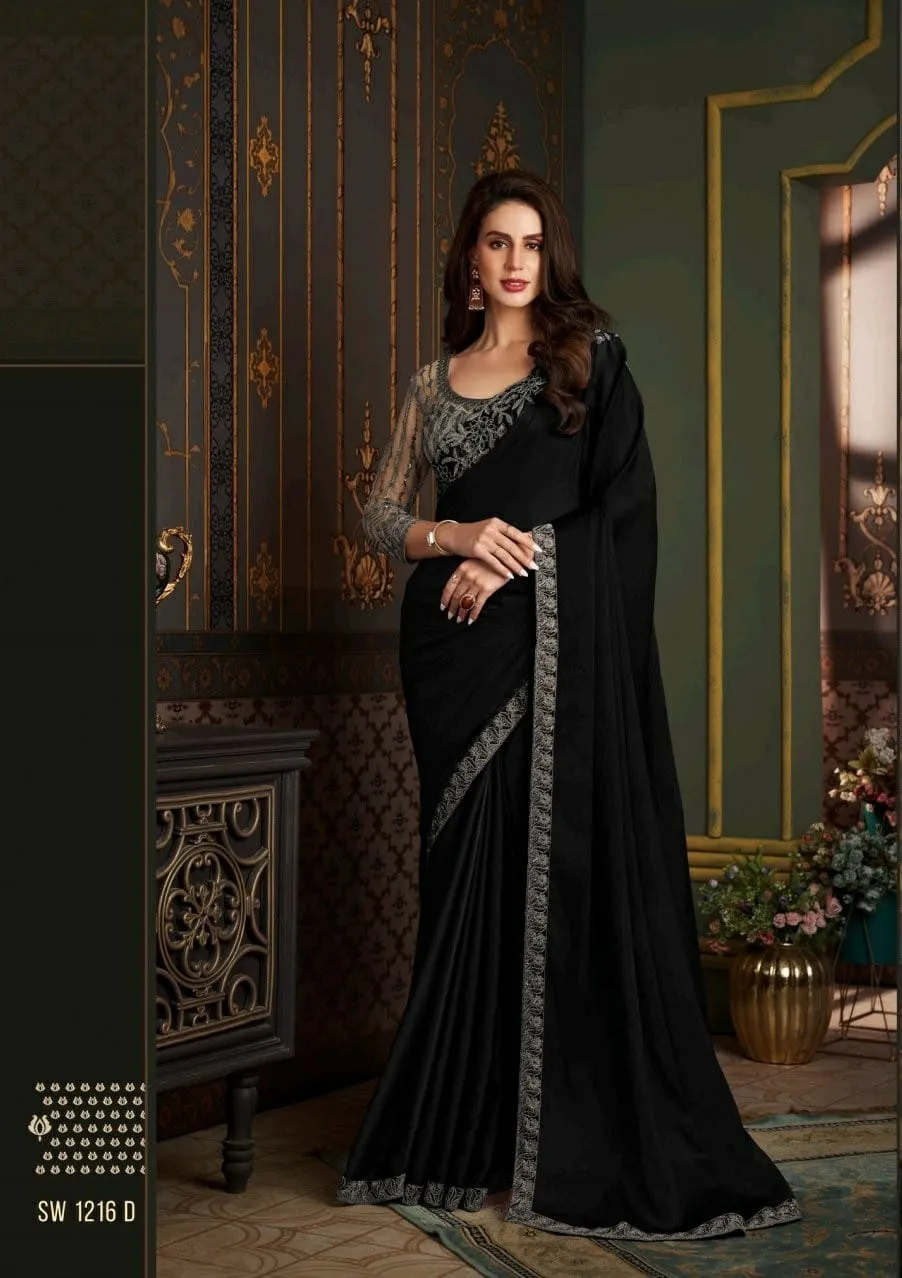 Border Designer Silk Wedding Wear Saree Fancy Work