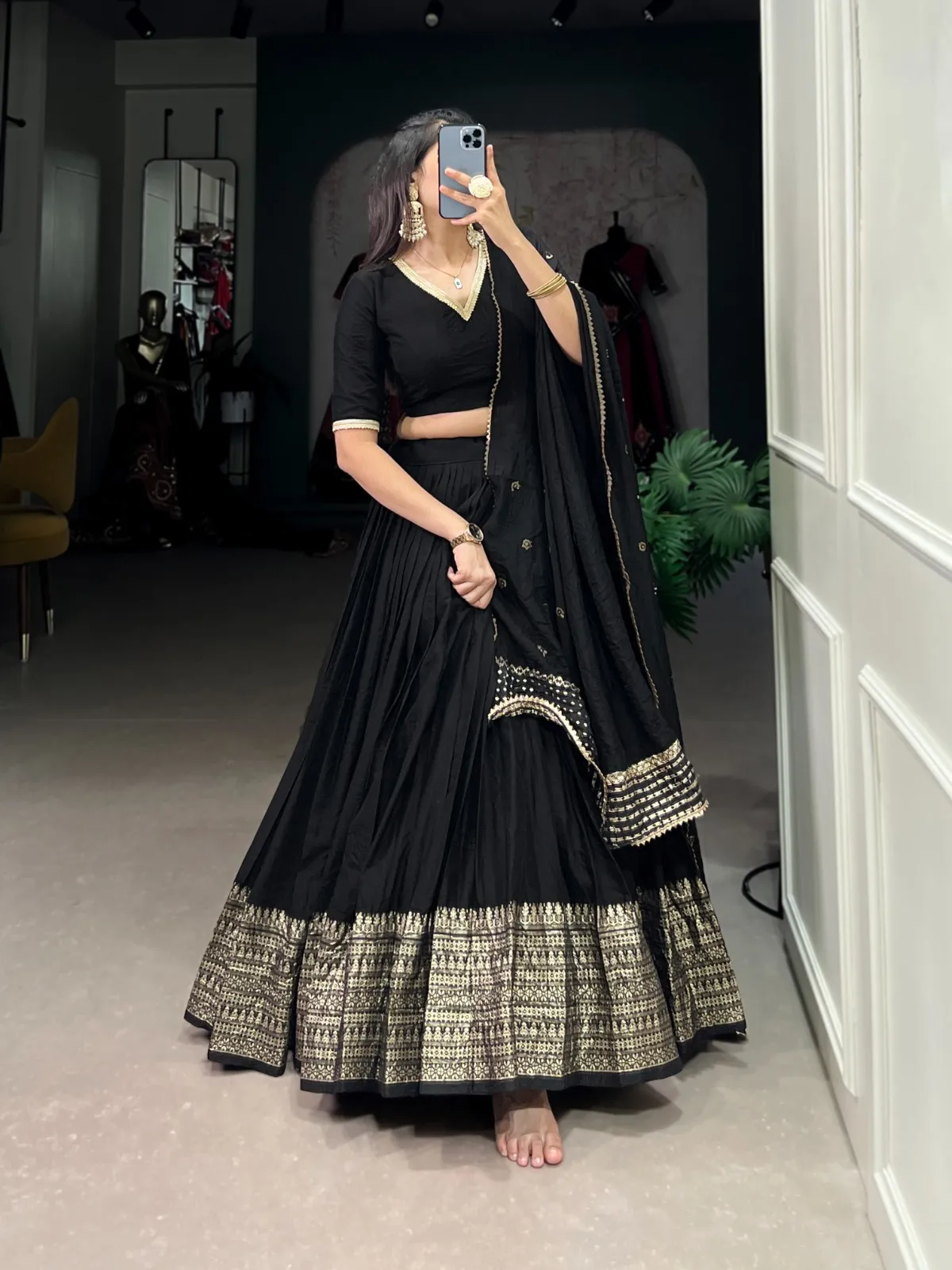 Bridesmaid Simple Plain Lehenga Choli Navratri