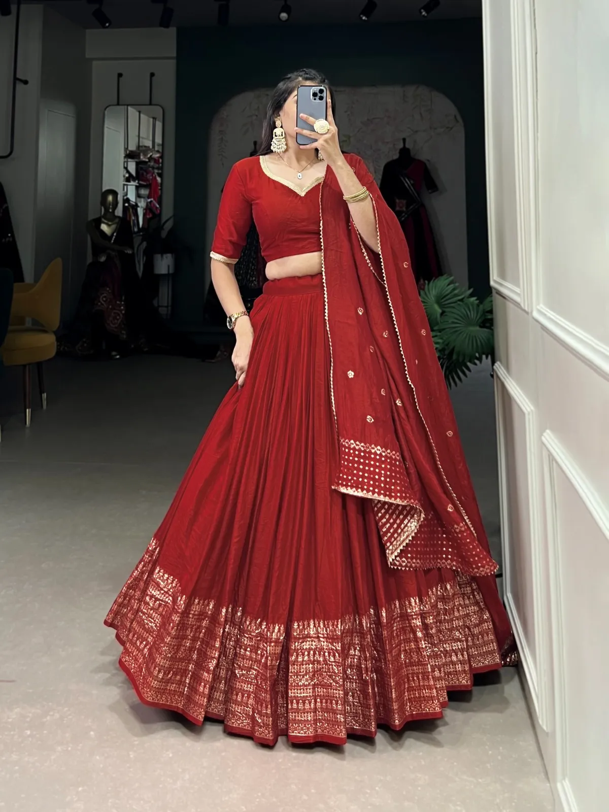 Bridesmaid Simple Plain Lehenga Choli Navratri