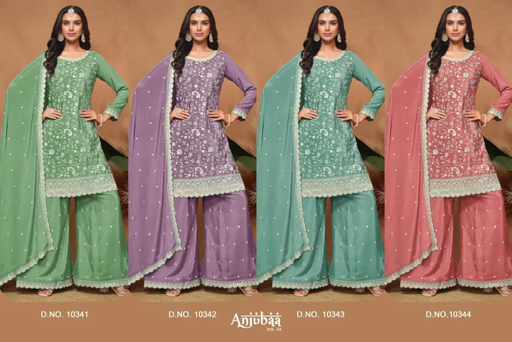 Designer Flower Embroidery Heavy Ethnic Plazzo Suit