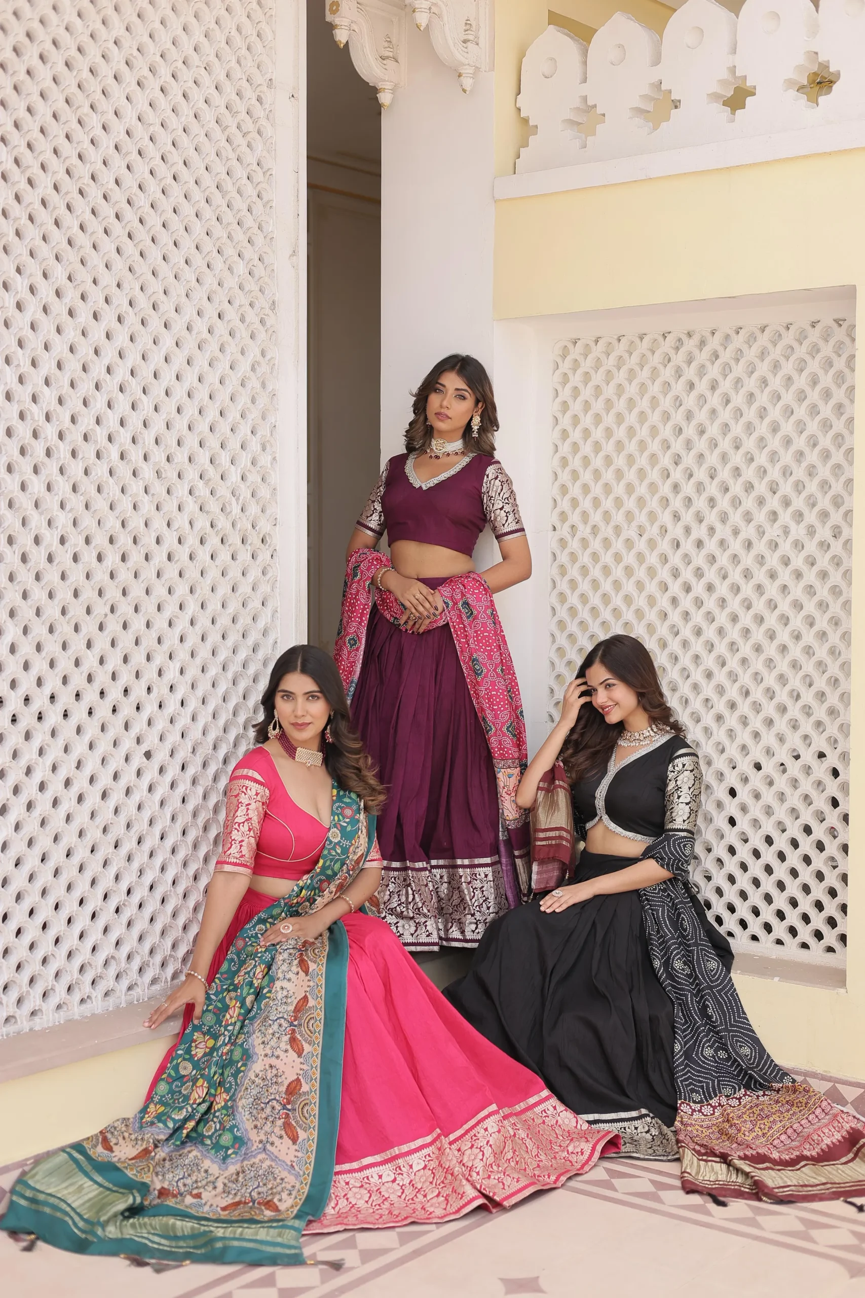 Designer Gaji Silk Chaniya Choli With Printed Dupatta