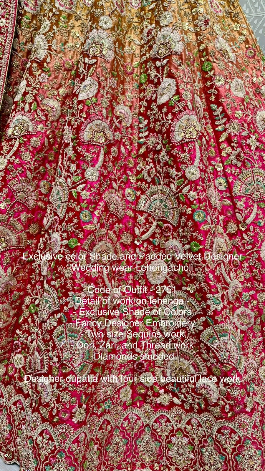Exclusive color Shade and Padded Velvet Designer Wedding wear Lehenga Choli