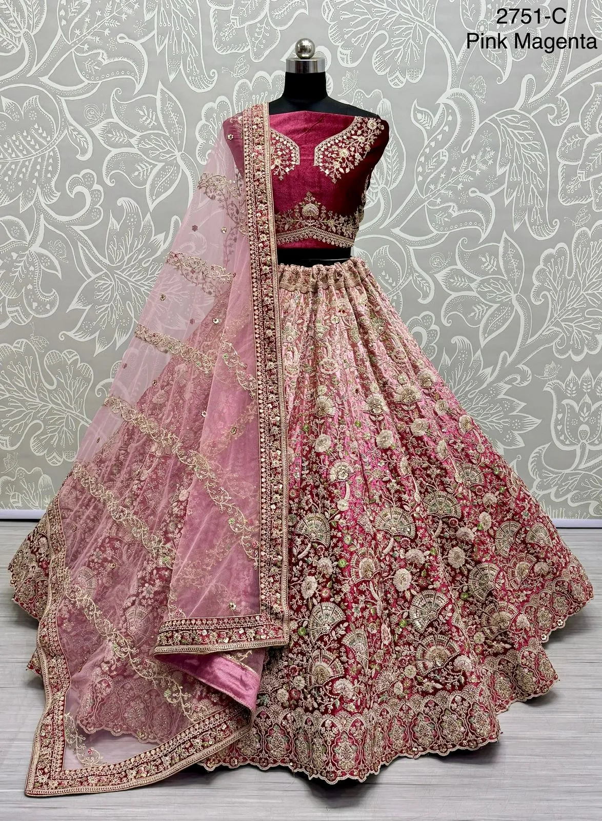Exclusive color Shade and Padded Velvet Designer Wedding wear Lehenga Choli
