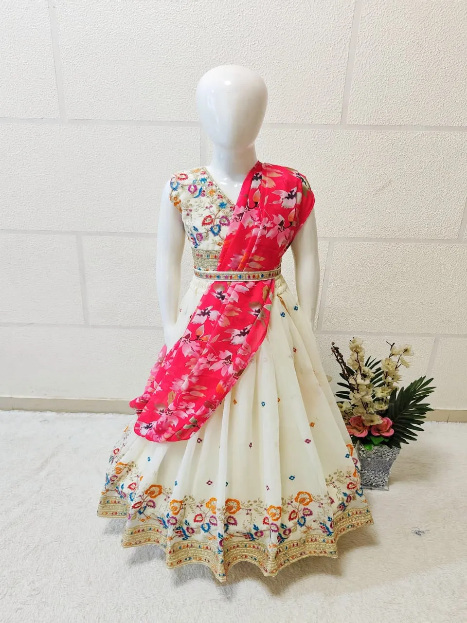 Fancy Kids lehenga Choli With Embroidered And Sequins Work