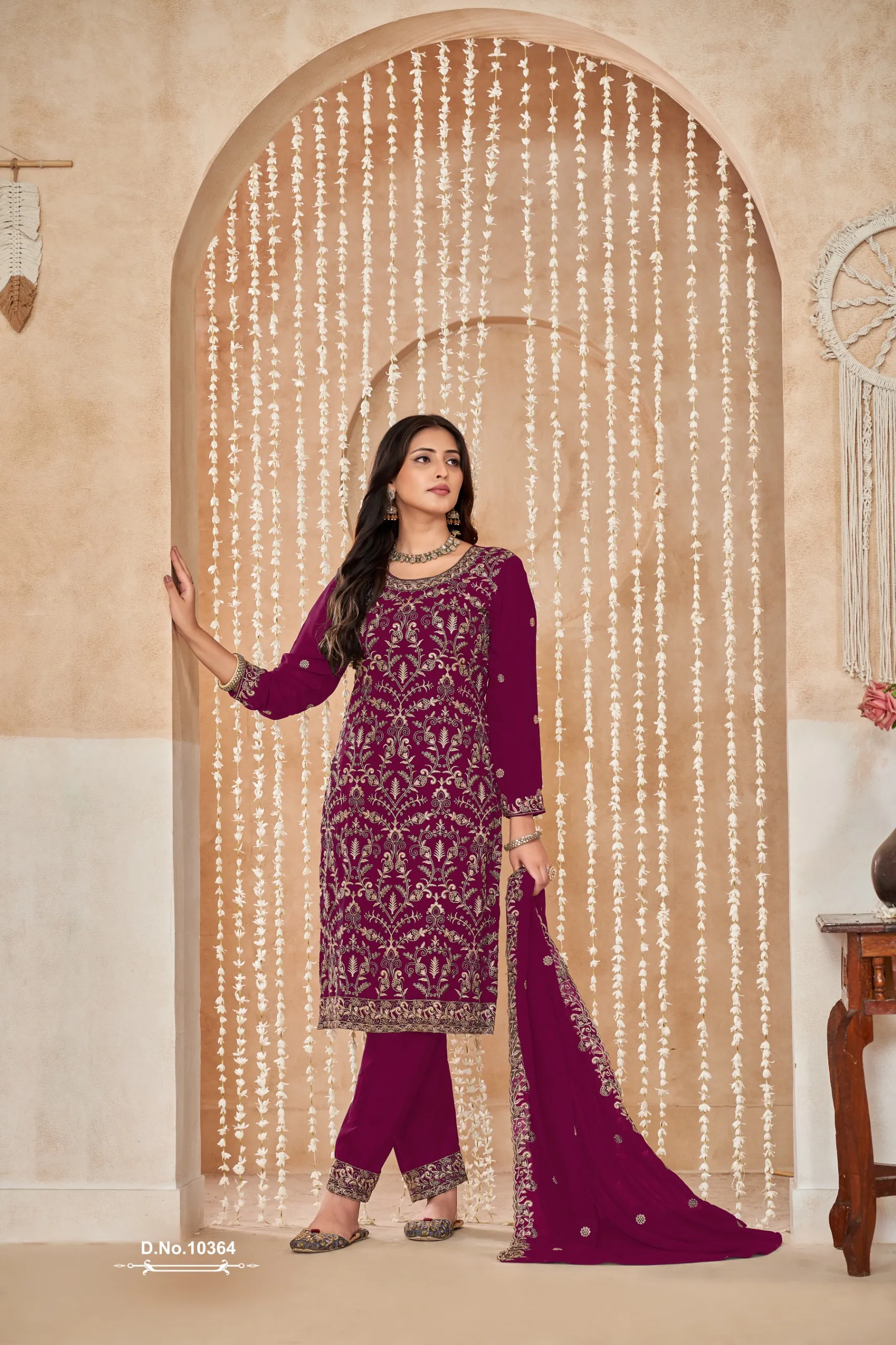 Faux Georgette Heavy Embroidery Big Size Salwar Suit