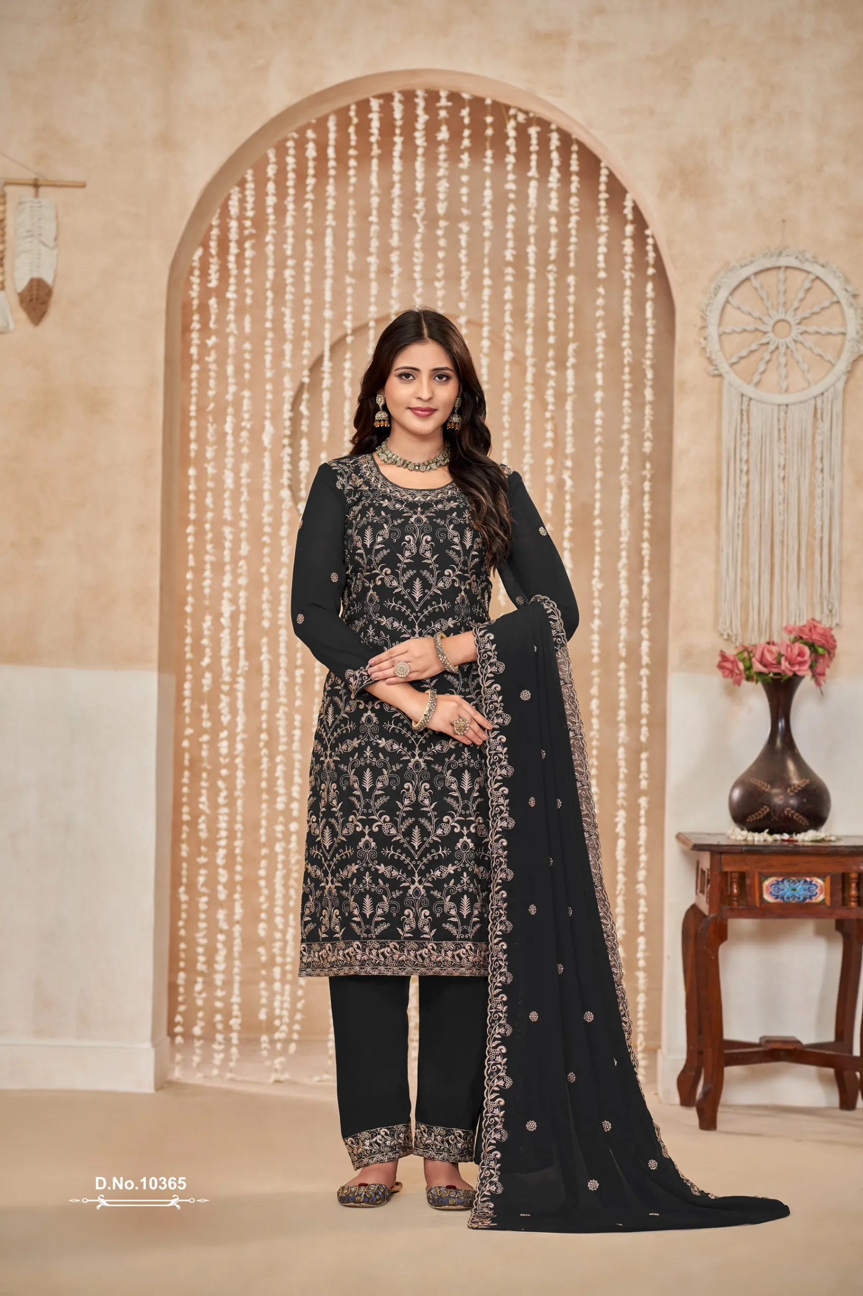 Faux Georgette Heavy Embroidery Big Size Salwar Suit