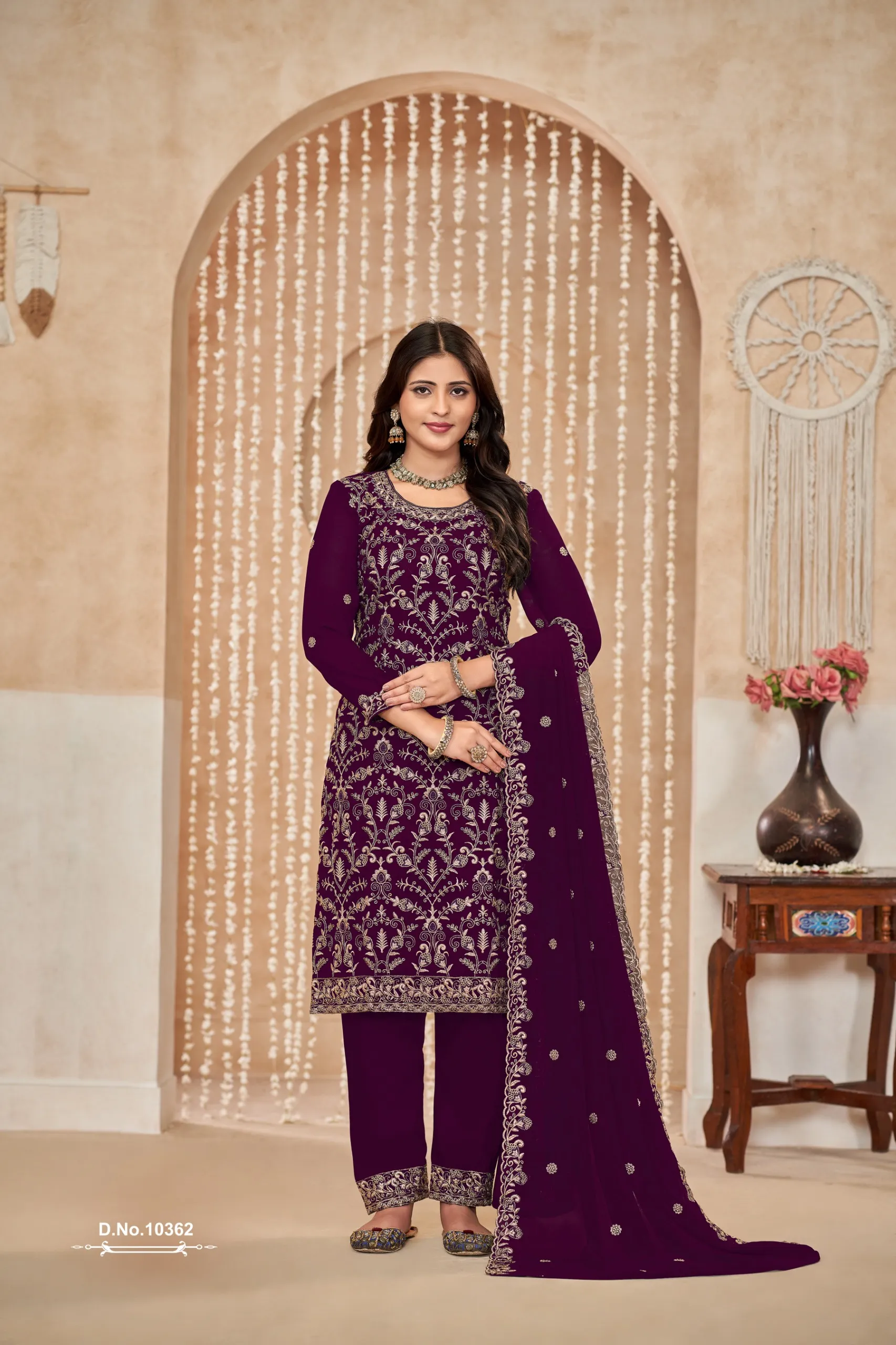 Faux Georgette Heavy Embroidery Big Size Salwar Suit