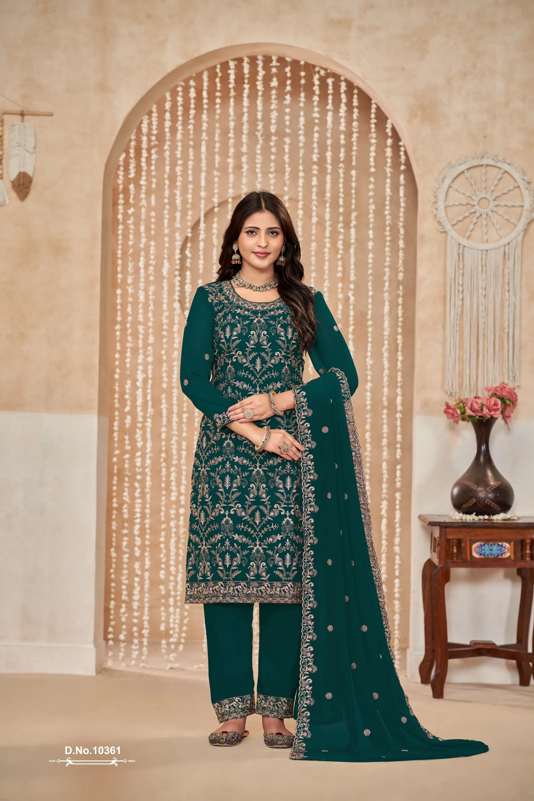 Faux Georgette Heavy Embroidery Big Size Salwar Suit