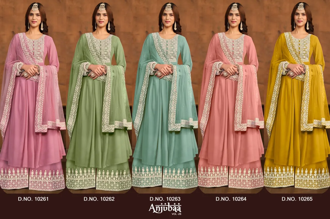 Faux Georgette With White Embroidery Wedding Wear Ethnic Salwar Suit