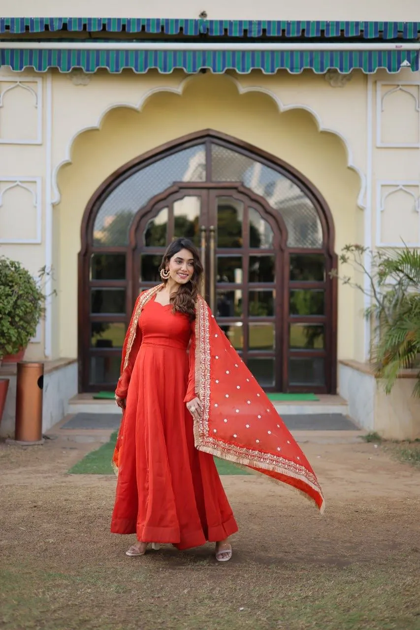 Heavy Dupatta With Plain Gown Designer Ethnic Suit