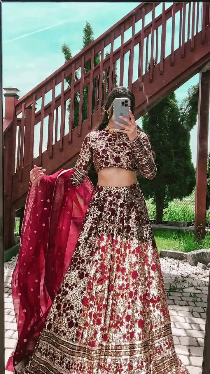 Heavy Sequence Work Designer Red Color Lehenga Choli