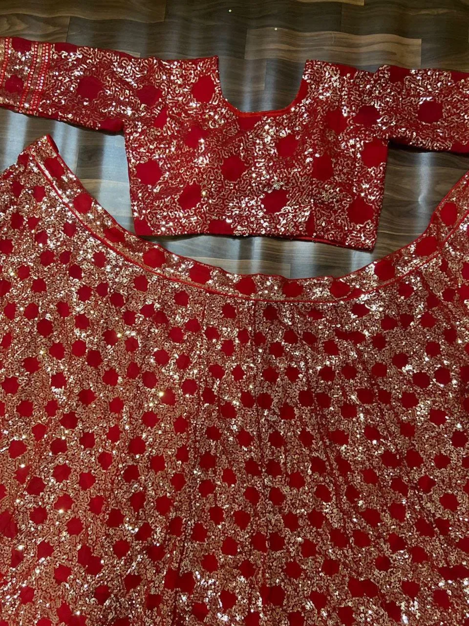 Heavy Sequence Work Designer Red Color Lehenga Choli