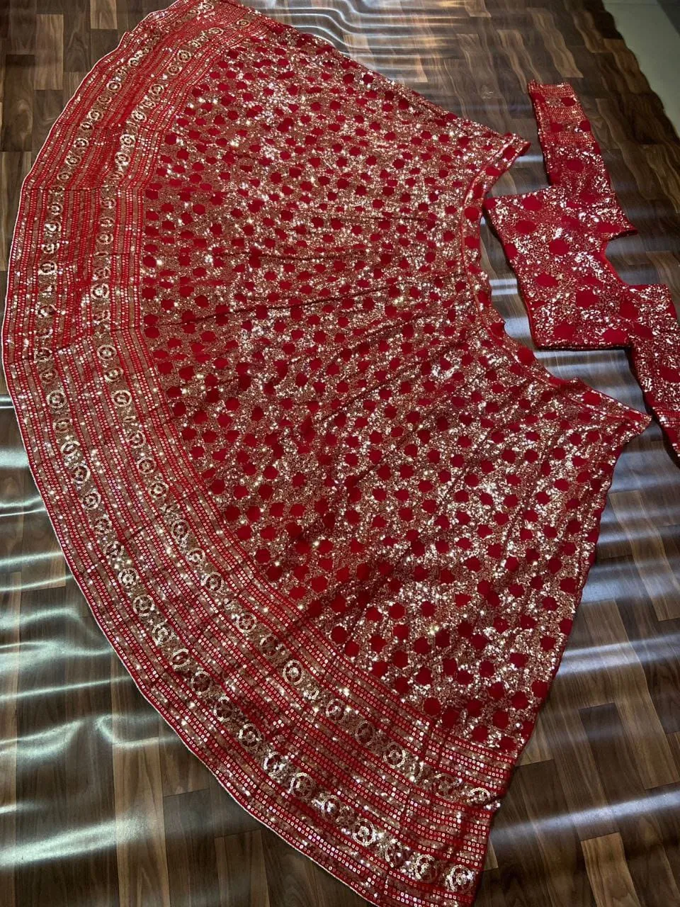 Heavy Sequence Work Designer Red Color Lehenga Choli