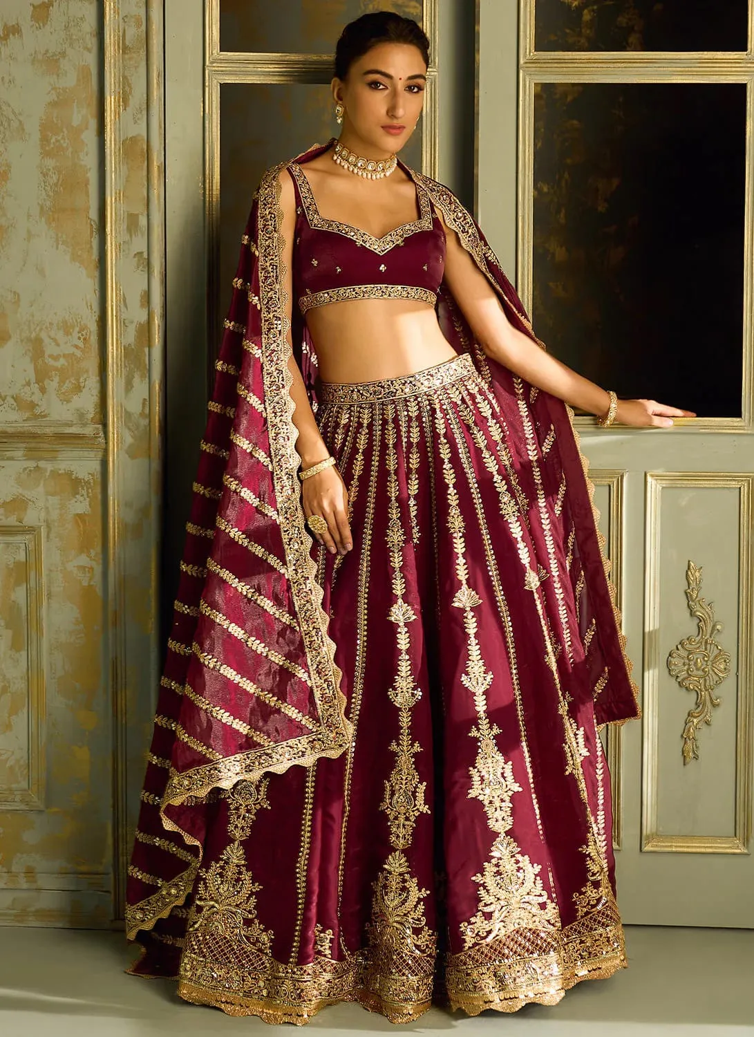 Heavy Zari Work Silk Designer Replica Party Wear Lehenga