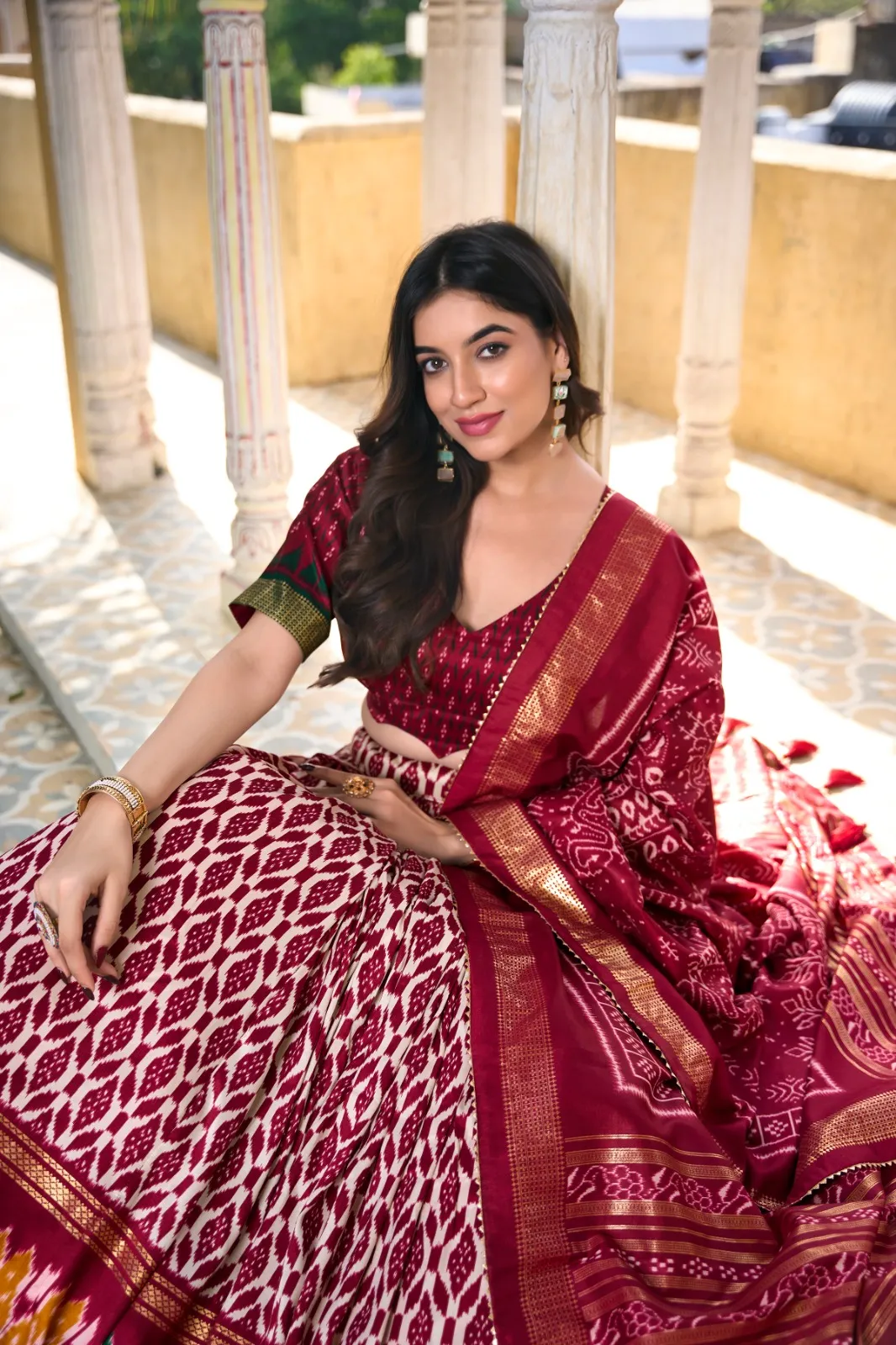 Ikkat Printed Designer Tushar Silk Navratri Ethnic Chaniya Choli