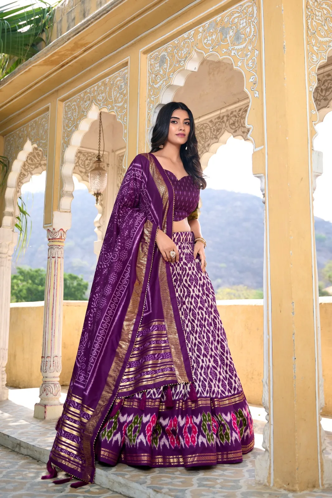 Ikkat Printed Designer Tushar Silk Navratri Ethnic Chaniya Choli