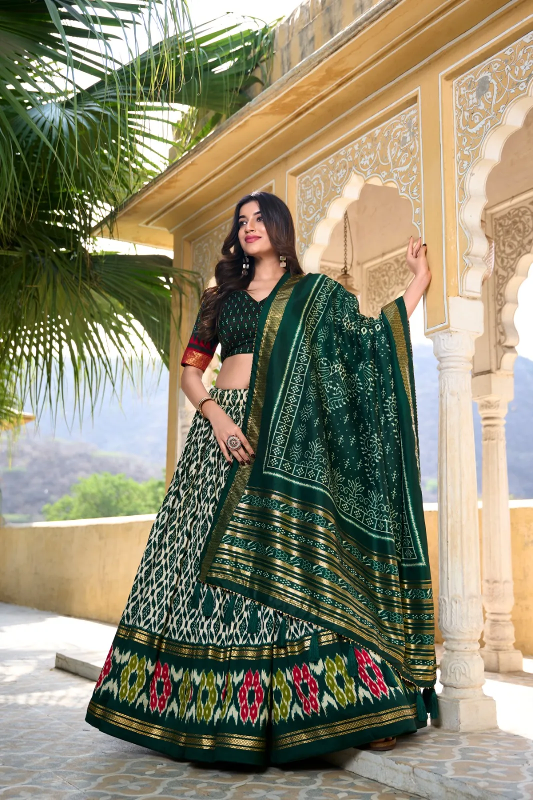 Ikkat Printed Designer Tushar Silk Navratri Ethnic Chaniya Choli