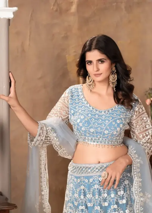 Premium Net Heavy Sequins And Coding Work Lehenga Choli For Upcomming Wedding Season