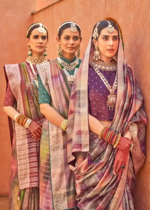 Pv Silk Festive Wear Ethnic Saree Trirath Rang Tarang