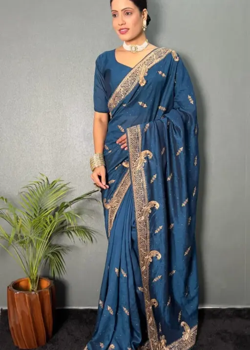 Ready To Wear Traditional Saree With Heavy Embroidery Work