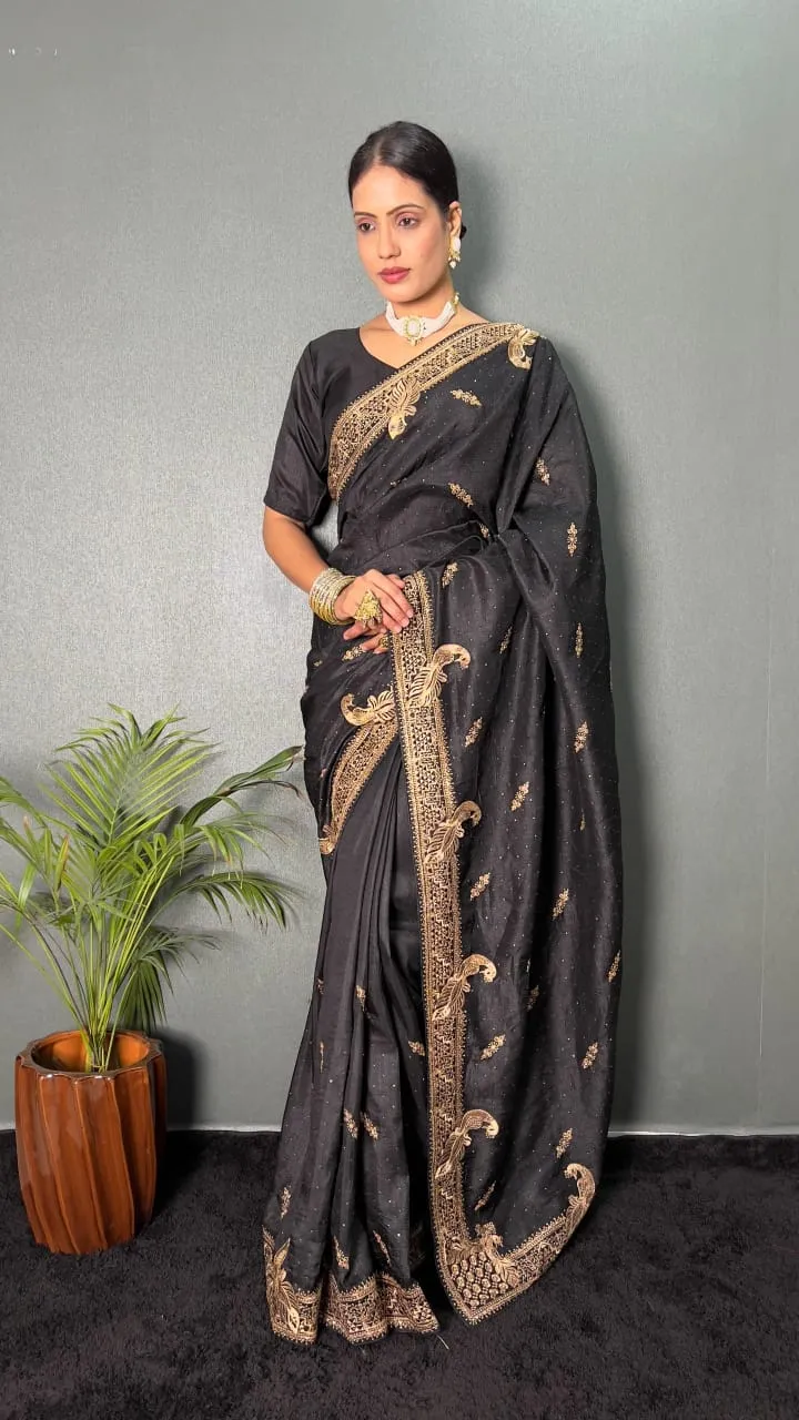 Ready To Wear Traditional Saree With Heavy Embroidery Work