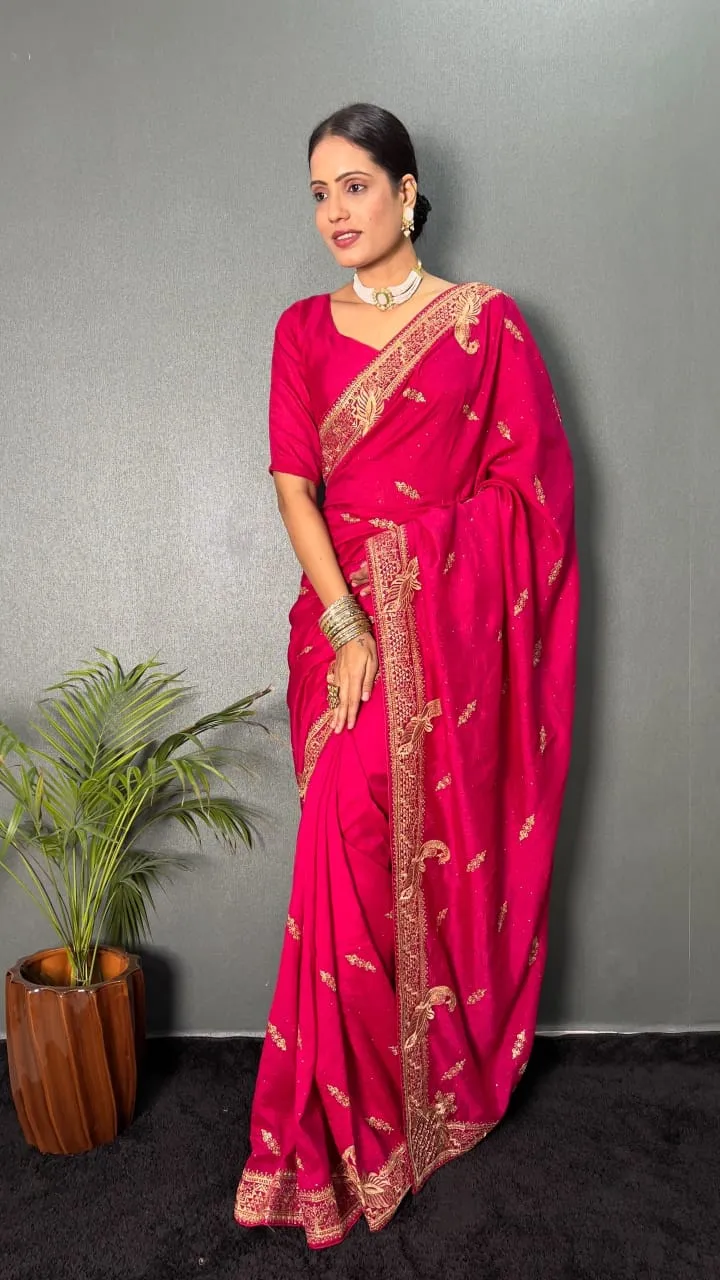 Ready To Wear Traditional Saree With Heavy Embroidery Work