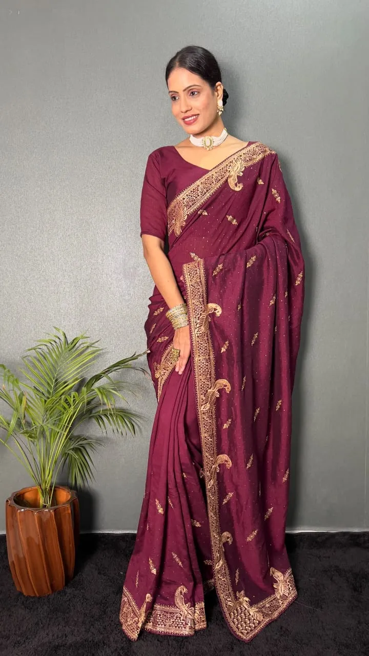 Ready To Wear Traditional Saree With Heavy Embroidery Work