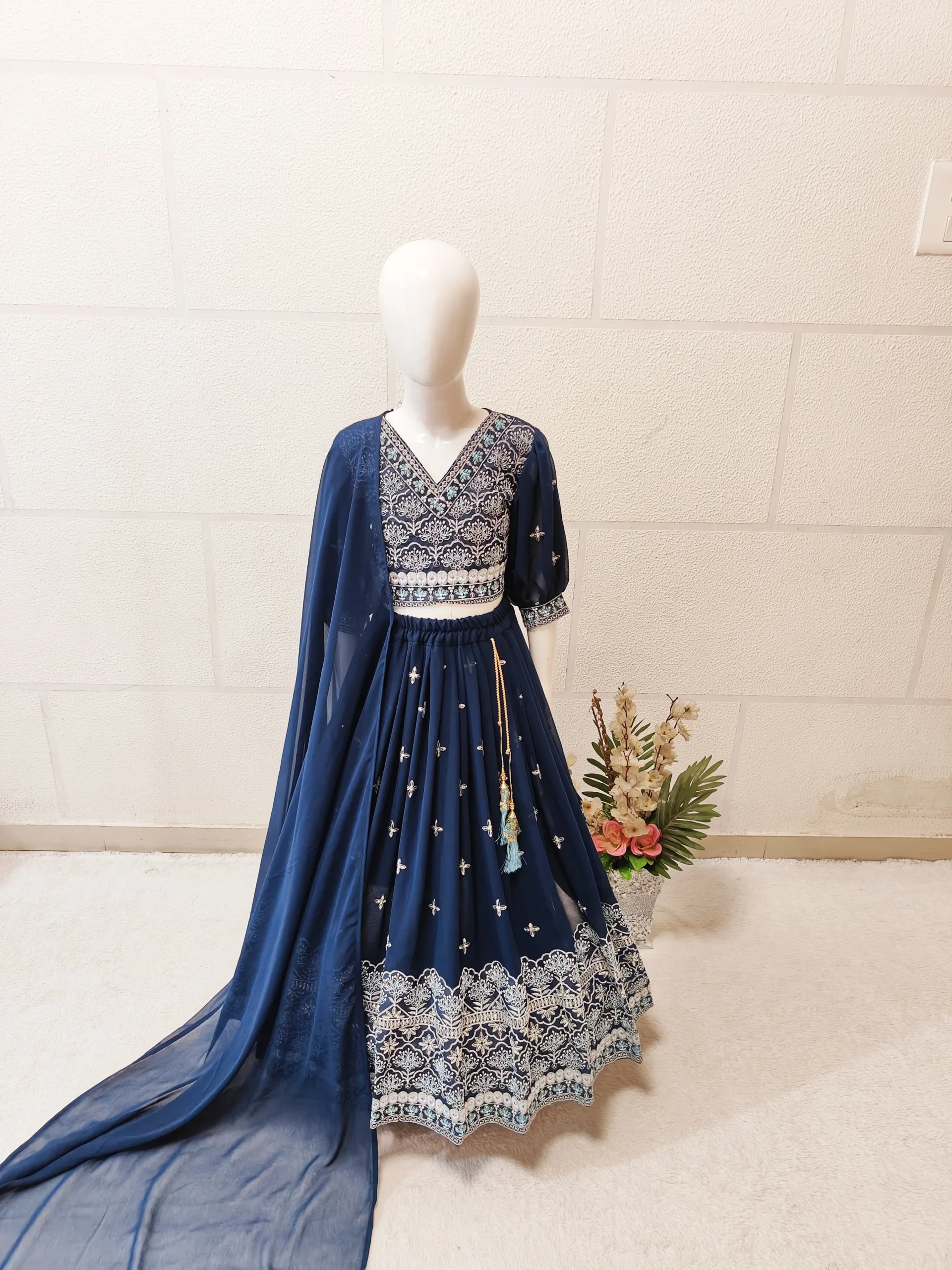 Trending Sequence Embroidery Work Stitched Kids Wear Lahenga Choli