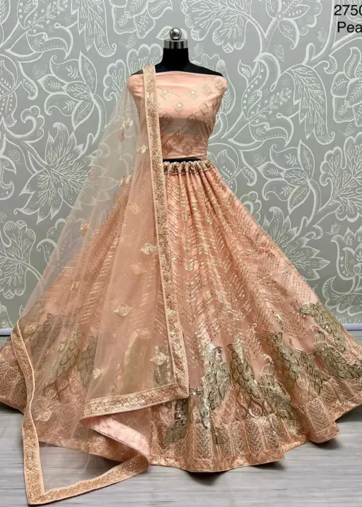 Very elegantly presented peacock embroidered wedding Lehenga Choli