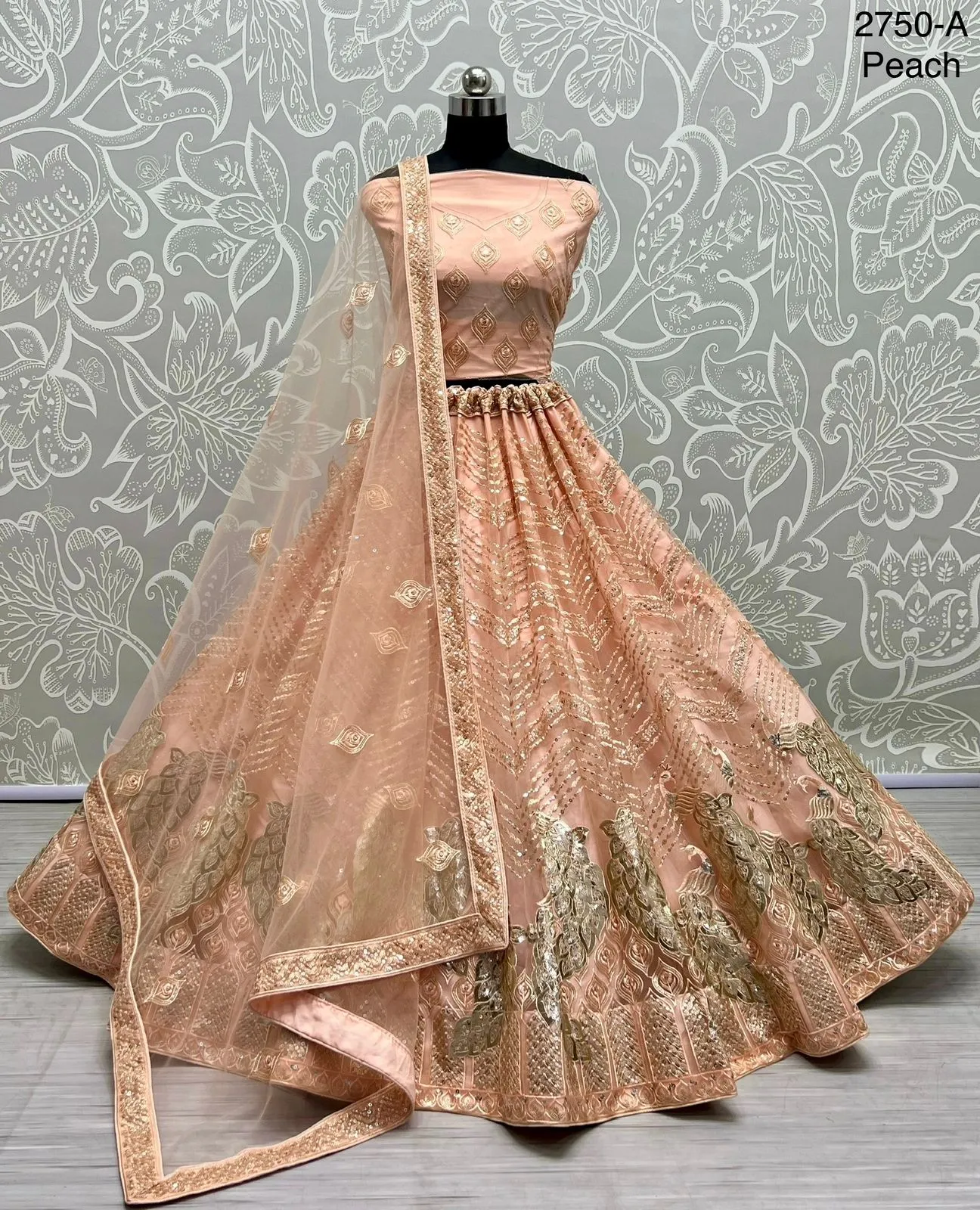 Very elegantly presented peacock embroidered wedding Lehenga Choli