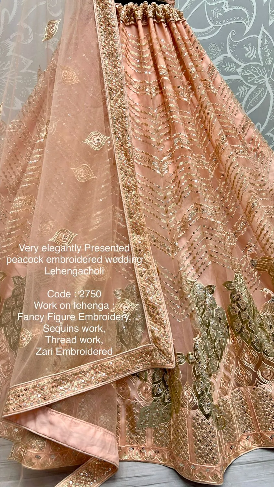 Very elegantly presented peacock embroidered wedding Lehenga Choli