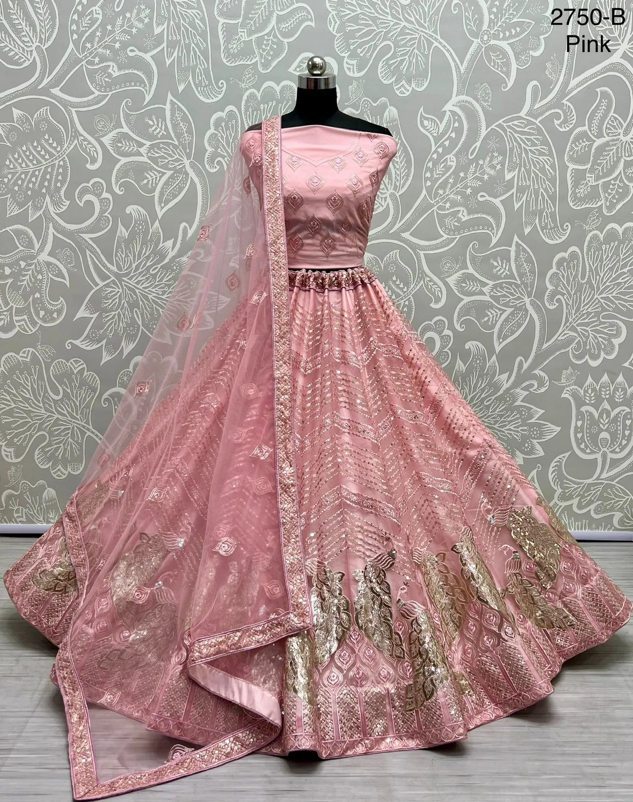Very elegantly presented peacock embroidered wedding Lehenga Choli