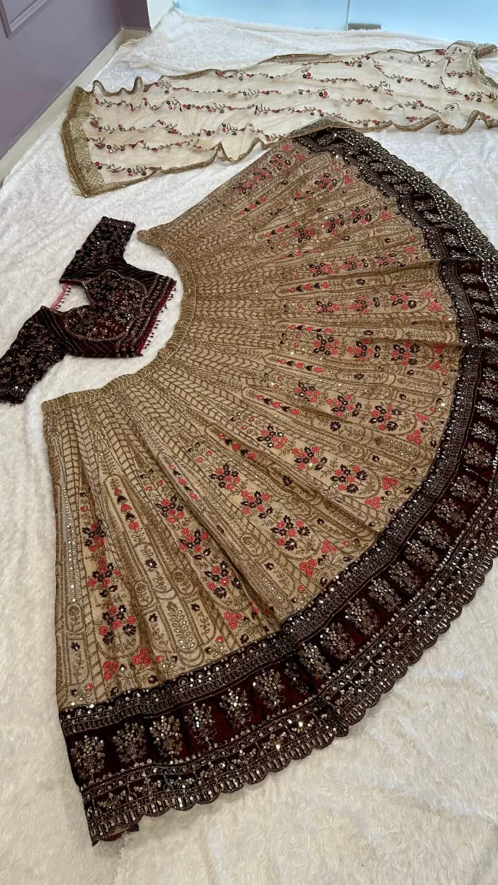 Wedding Wear Velvet Lehenga Choli With Heavy Work