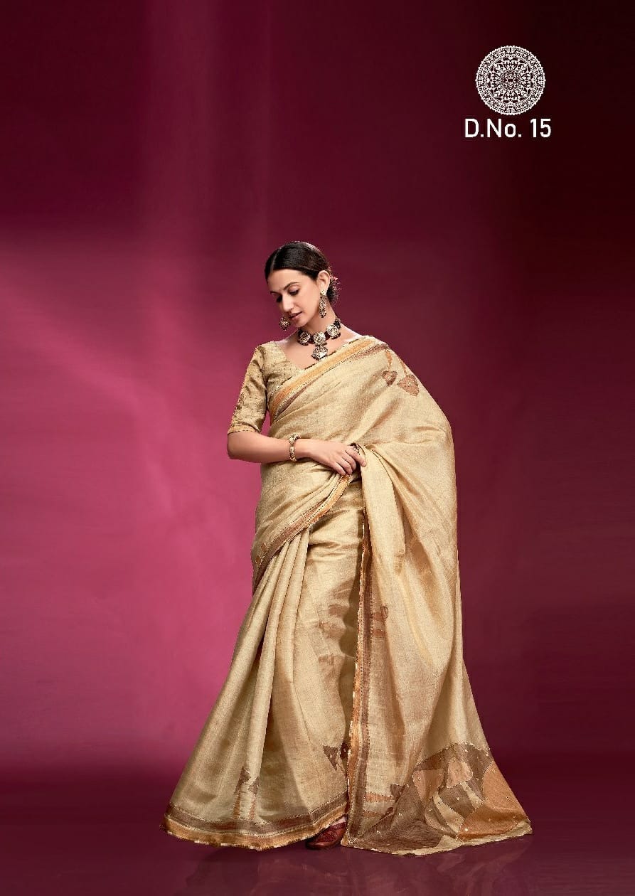 Tusser Silk Handwork Ethnic Saree Kala Jamun Dazzling