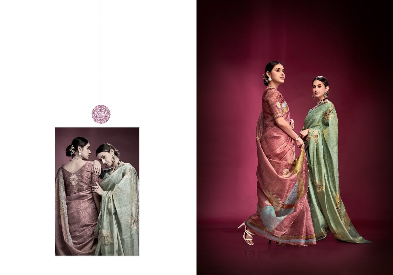 Tusser Silk Handwork Ethnic Saree Kala Jamun Dazzling