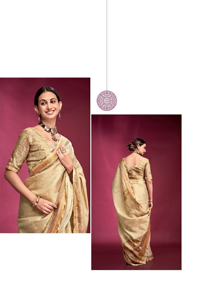 Tusser Silk Handwork Ethnic Saree Kala Jamun Dazzling